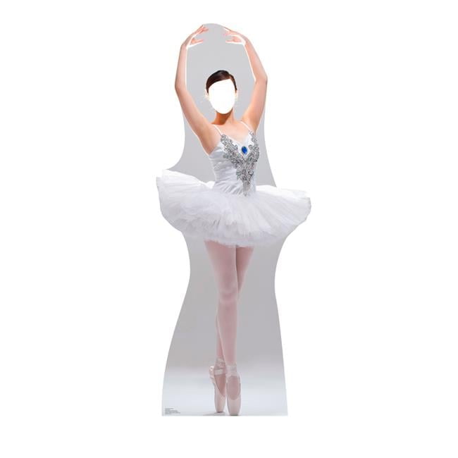 75'' White Ballerina Cardboard Standup with Tutu