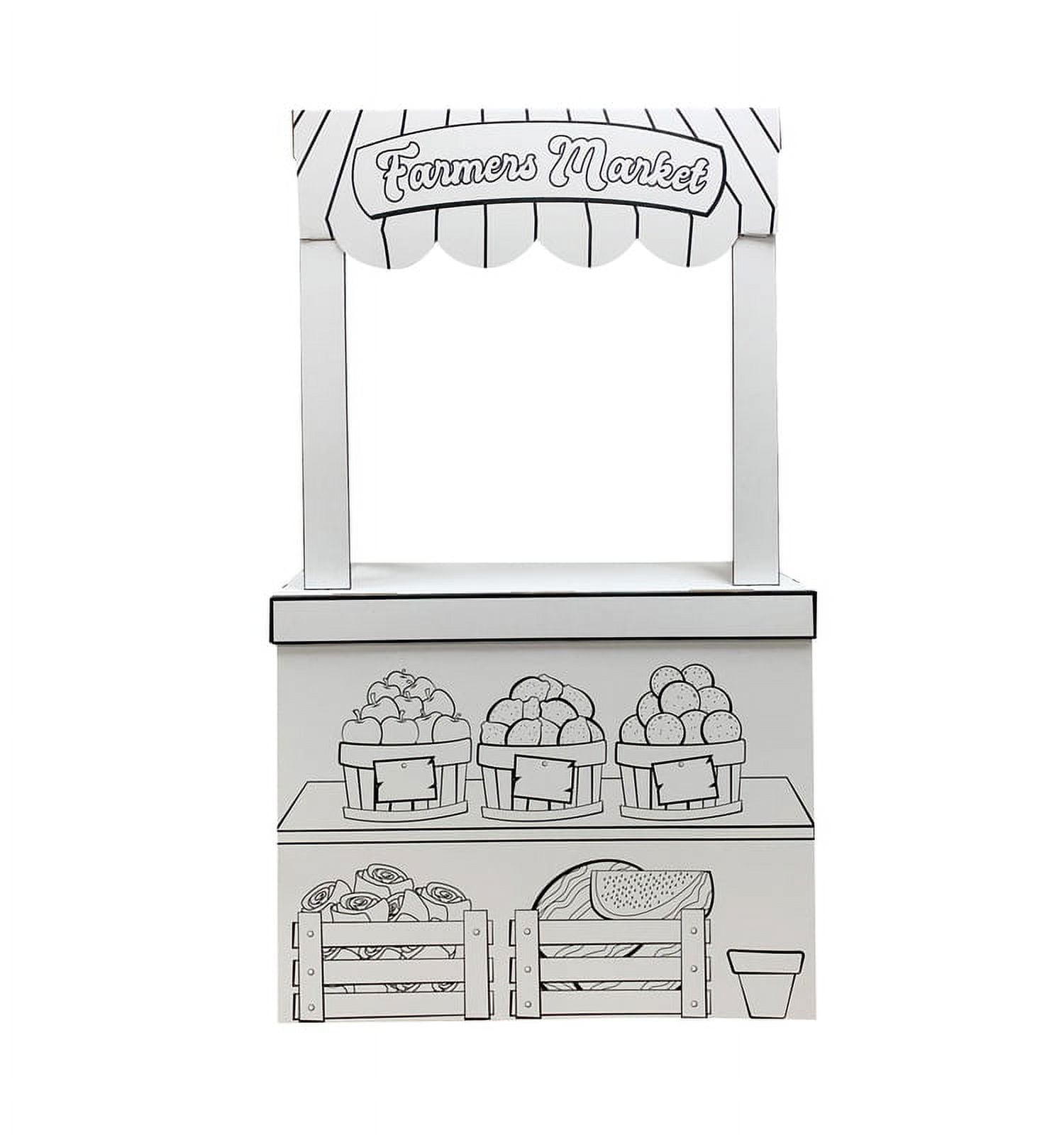 58'' Black and White Cardboard Farmers Market Stand