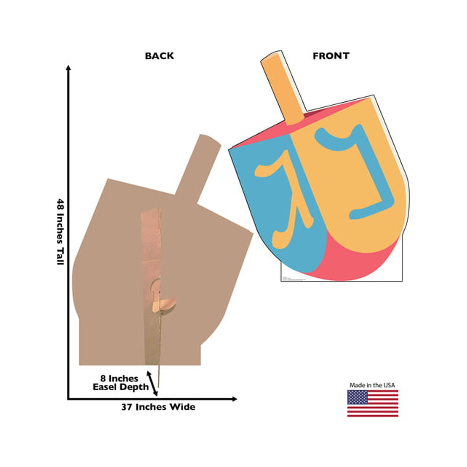 48'' Multicolor Cardboard Dreidel Standup