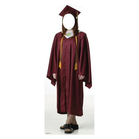 Female Graduate Red Cap & Gown Standin