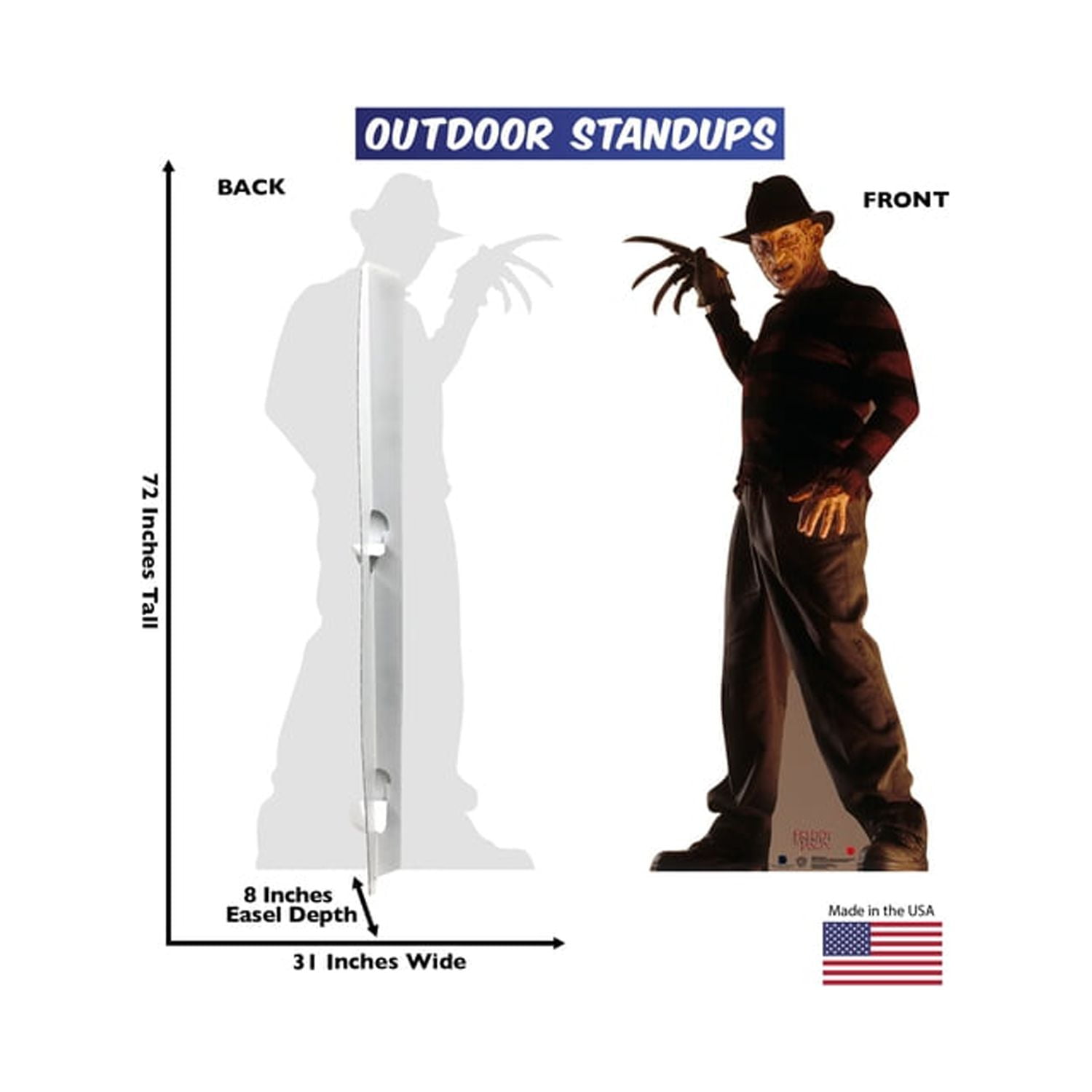 72'' Freddy Krueger Outdoor Halloween Standee
