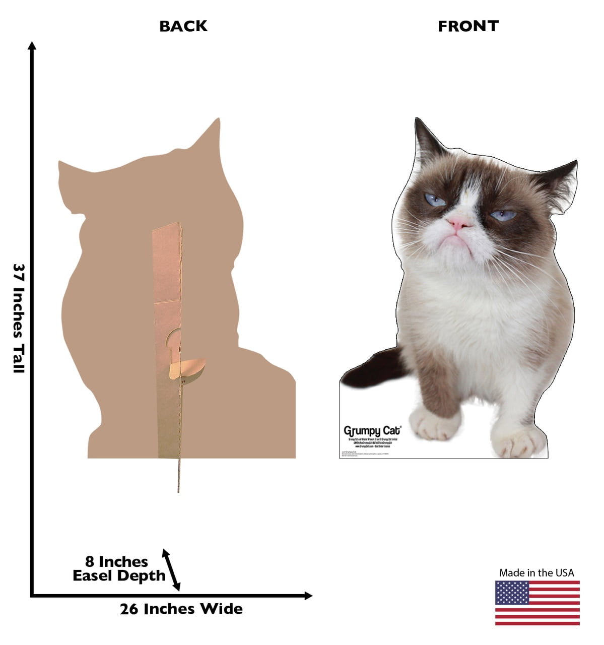 37'' Grumpy Cat Cardboard Standup for Birthday Parties