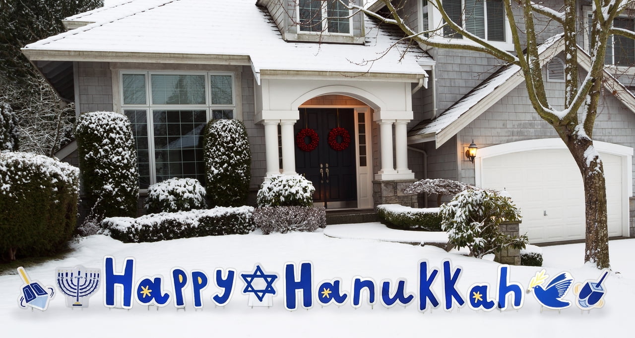 Happy Hanukkah - OUTDOOR Yard Signs avg. 18" x 15"
