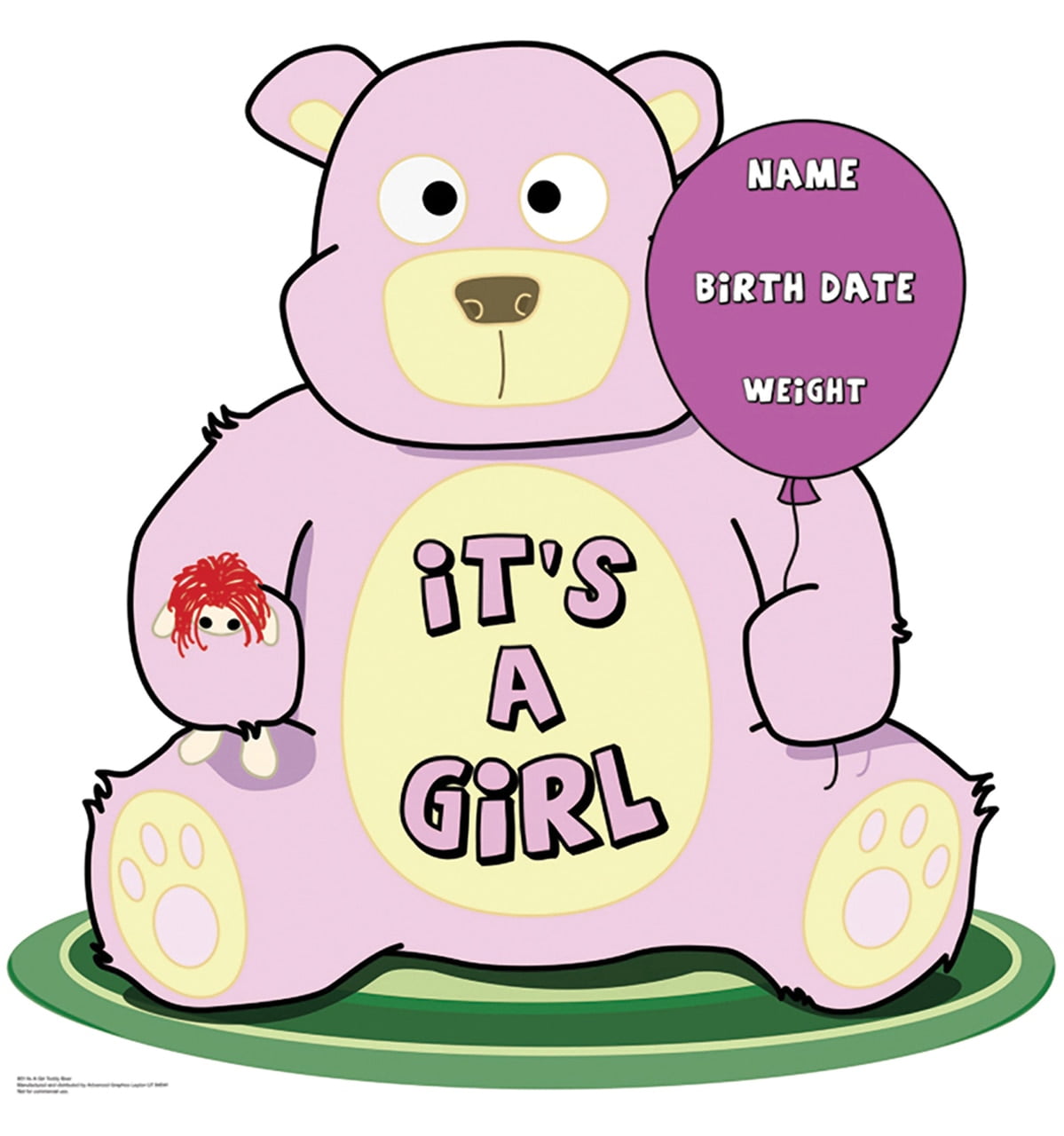Pink Teddy Bear It's A Girl Life-Size Cardboard Stand-Up