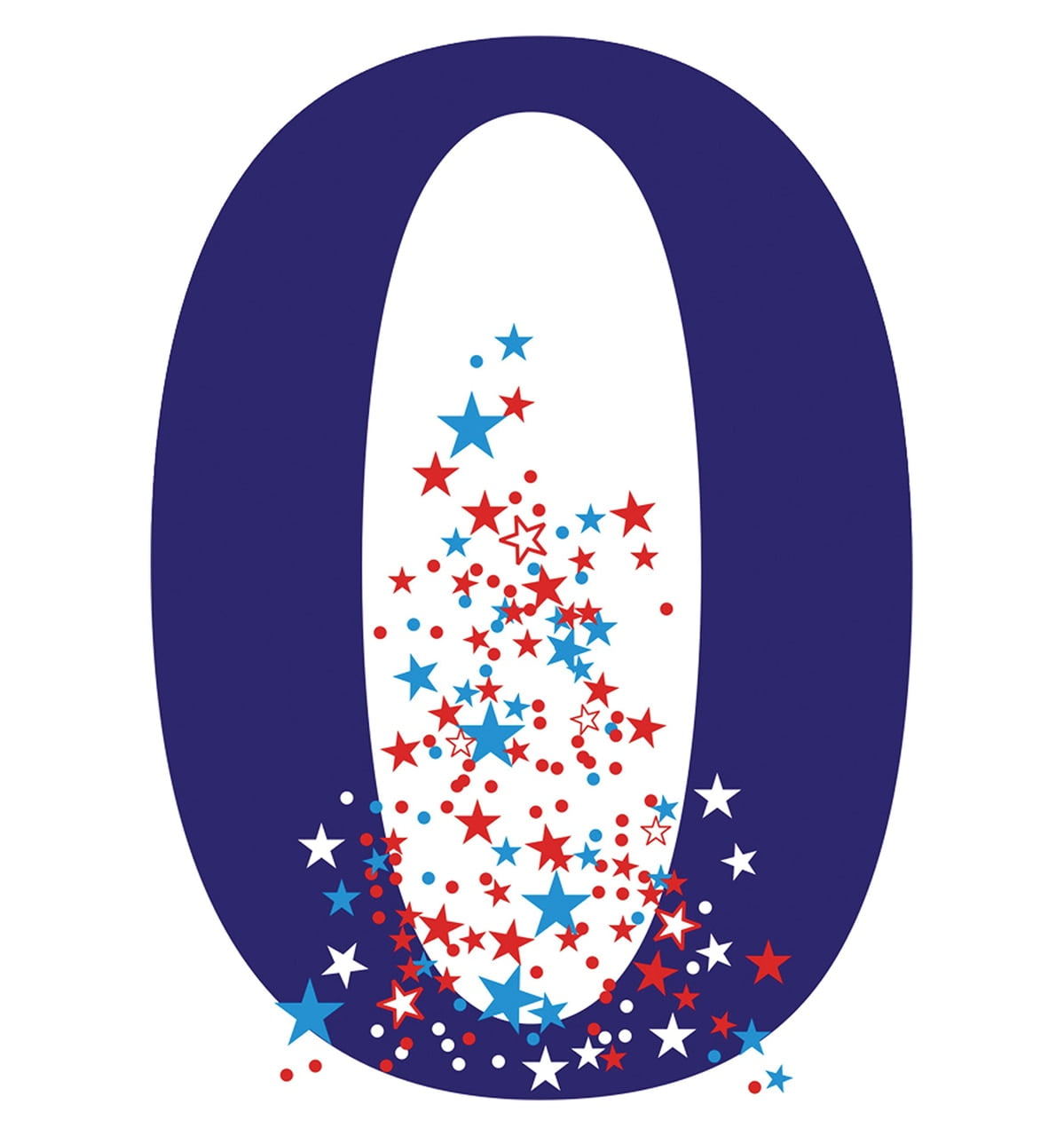 Patriotic Blue and Red Cardboard Number 0 Standup