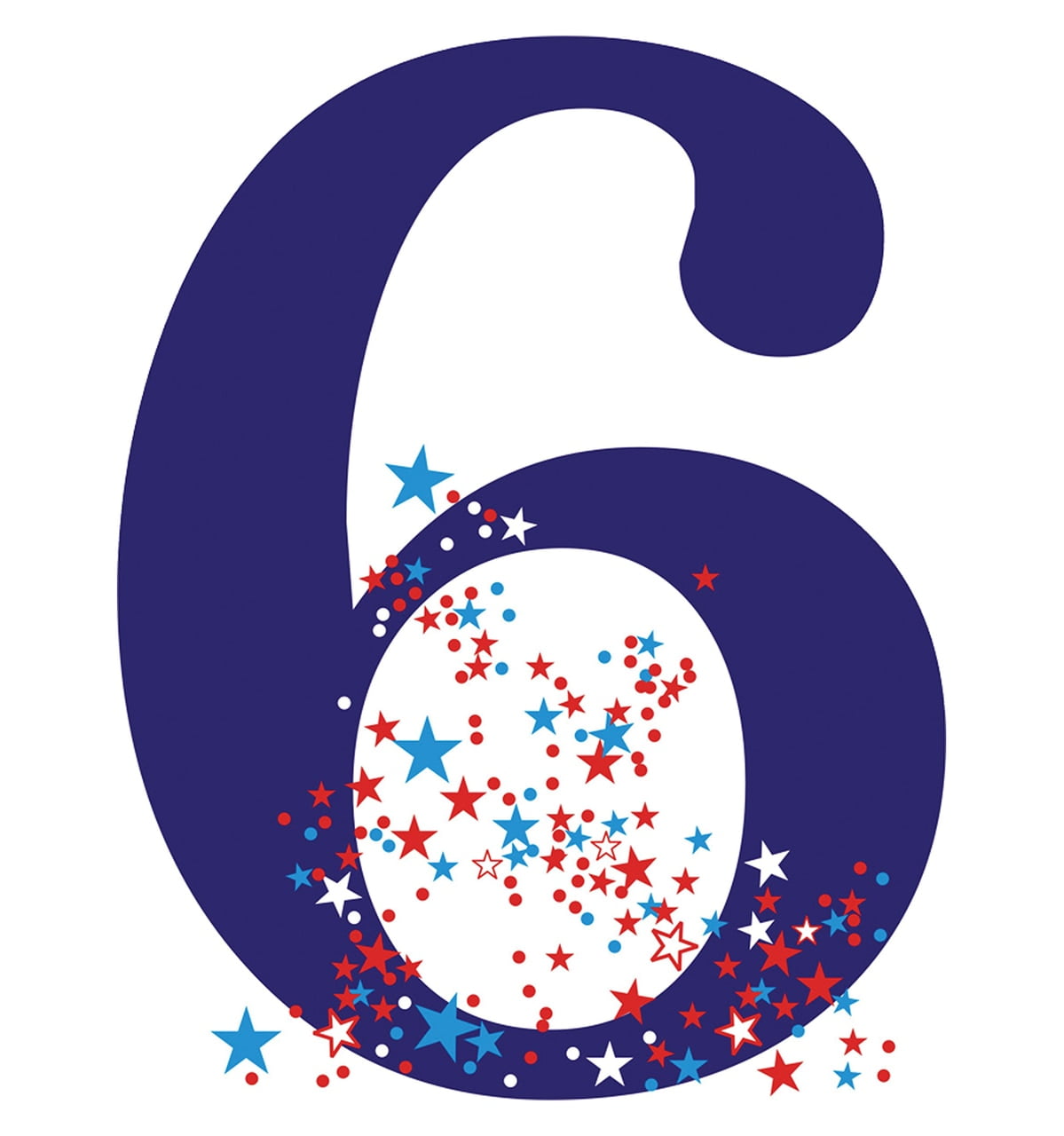 Patriotic Number 6 Life-Size Cardboard Stand-Up