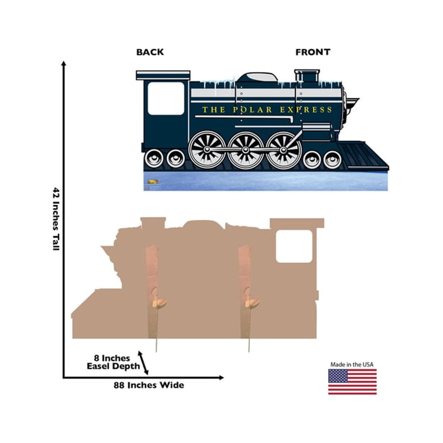 42'' Blue Cardboard Polar Express Train Stand-In