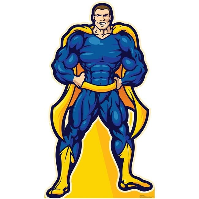 72 x 40 Inch Blue and Yellow Superhero Cardboard Standup