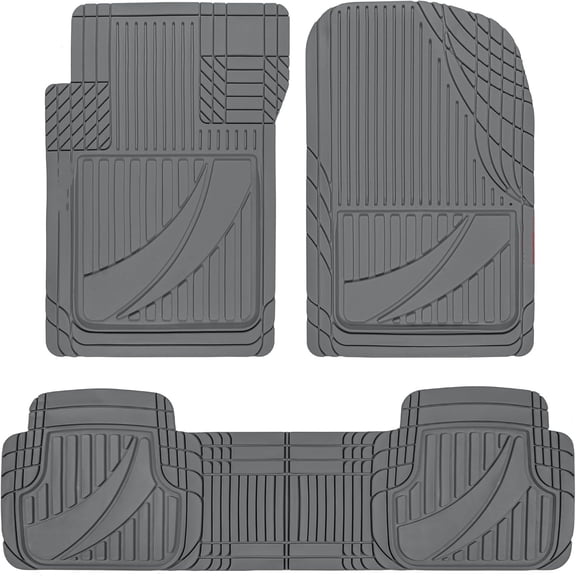 Advanced Gray Rubber Car Floor Mats – Heavy Duty Trim to Fit All Weather Floor Mats for Cars Truck SUV - Automotive Car Interior Floor Liner Protection - Universal Fit