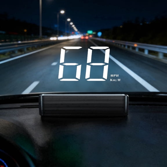 Advanced HUD Heads Up Display Car Speedometer, Real Time Speed Projection with Auto Brightness Adjustment, Large Font USB Powered Plug and Play for Safer Driving, Complete Kit with Reflective Film