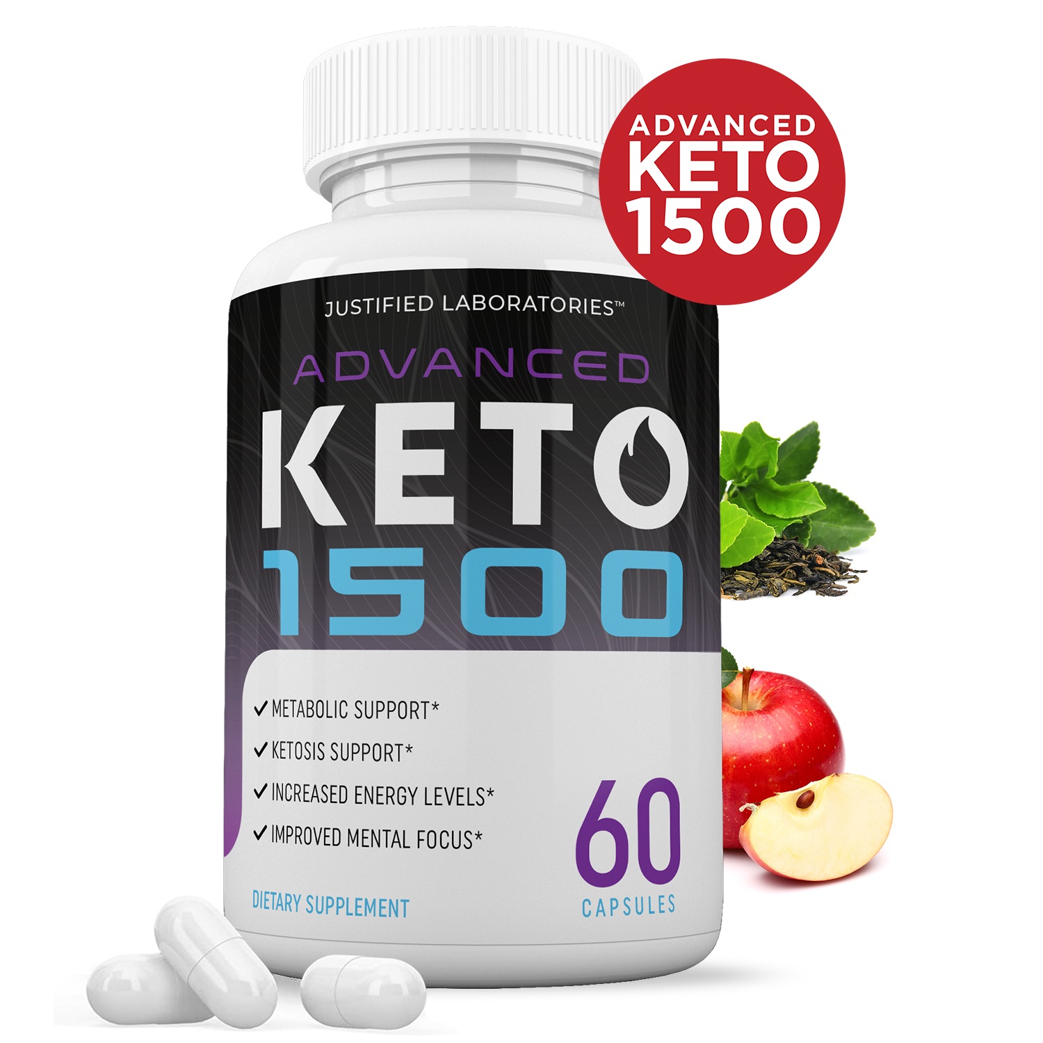Advanced Keto 1500 Pills Includes Apple Cider Vinegar goBHB Exogenous Ketones Advanced Ketogenic Supplement Ketosis Support for Men Women 60 Capsule - image 1 of 5