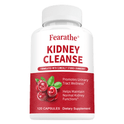 Advanced Kidney Cleanse with Cranberry Extract, Turmeric Root and CoQ10, Support Healthy Kidney Function & Urinary Tract Wellness, 120 Capsules