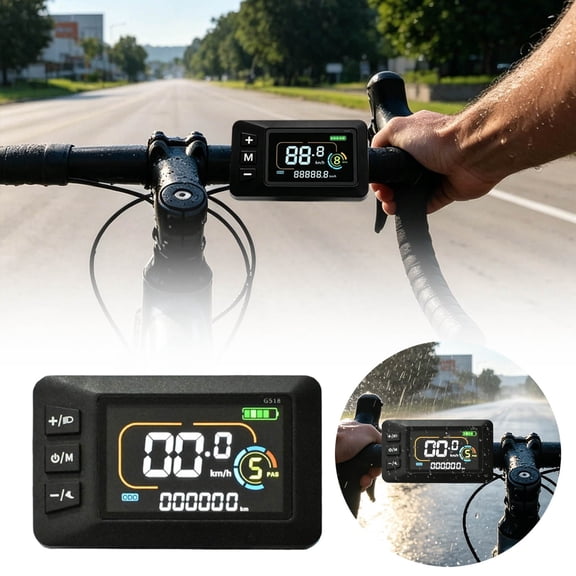 Advanced LCD Display For E Systems With 5 Pin Interface ABS Housing IP65 Handlebar Mount For 22.2mm 24V 60V Wired Connection Back Lights Racks for Cars Rechargeable Lights for Night Riding Rack Sack