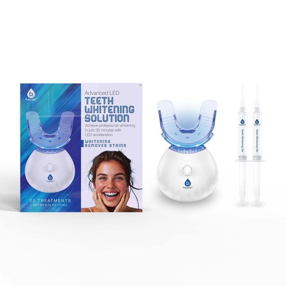 LED Teeth Whitening Kit with Light Accelerator, Enamel-Safe Whitening Gel, At-Home Dental Whitening System, Removes Coffee, Wine, Tea & Smoking Stains