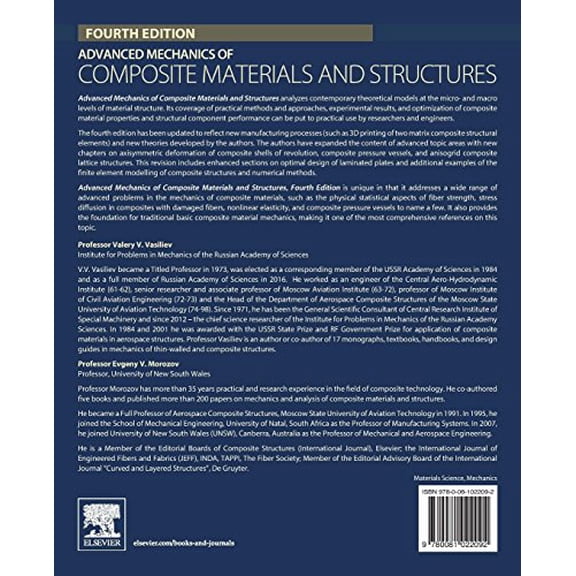 Pre-Owned Advanced Mechanics of Composite Materials and Structures [Paperback] Vasiliev, Valery V. and Morozov, Evgeny V.