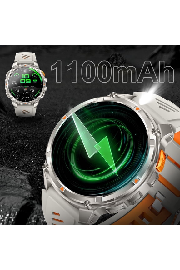 Advanced Men's Smartwatch: 1100mAh Battery (60-Day Standby), Compass, Wireless Calling, Message Notifications, 24/7 Health Monitoring, IP Rating, Extended Use
