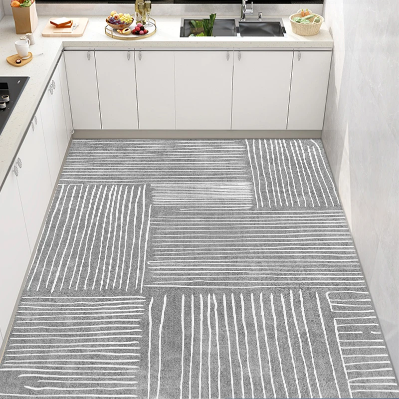 Advanced Minimalism Kitchen Floor Mat Scrubable Pvc Waterproof Carpet