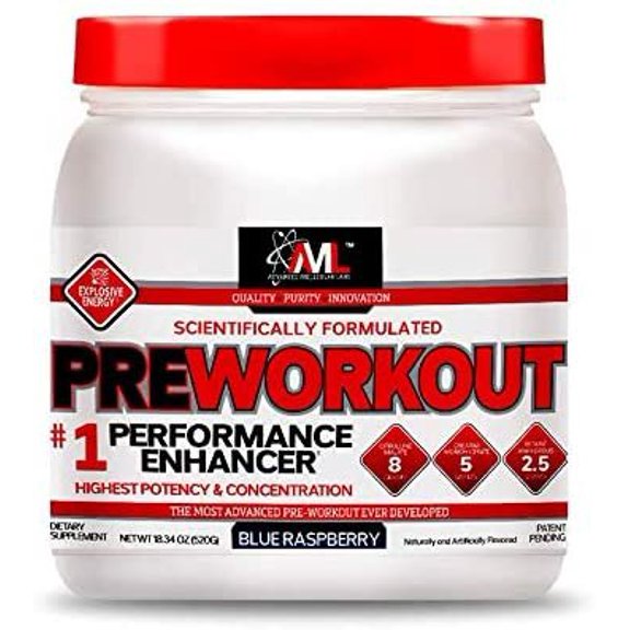 Advanced Molecular Labs - Pre Workout Powder, Increases Drive, Performance Enhancer, Blue Raspberry, 18.34 oz