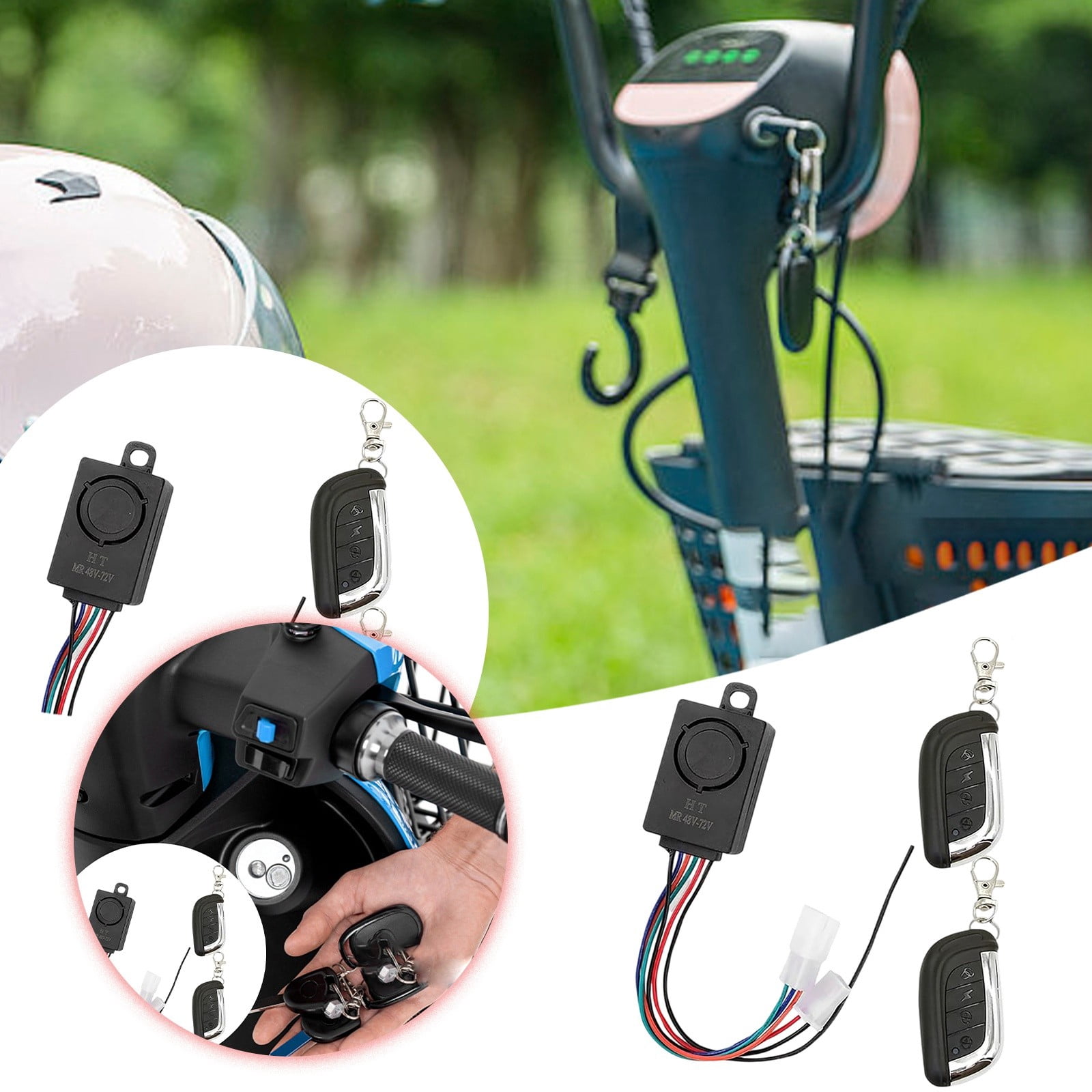 Advanced Motorcycle Alarm System wirh Remote Control and One Key Start for Scooters and Bikes