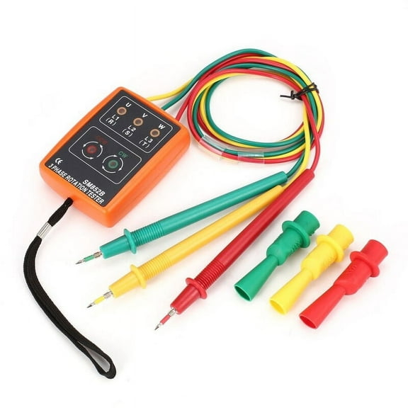 Advanced Multicolor Phase Sequence Tester, Order Detector with Alligator Clips for Reliable Engagement & Multi-Function Phase Indicator