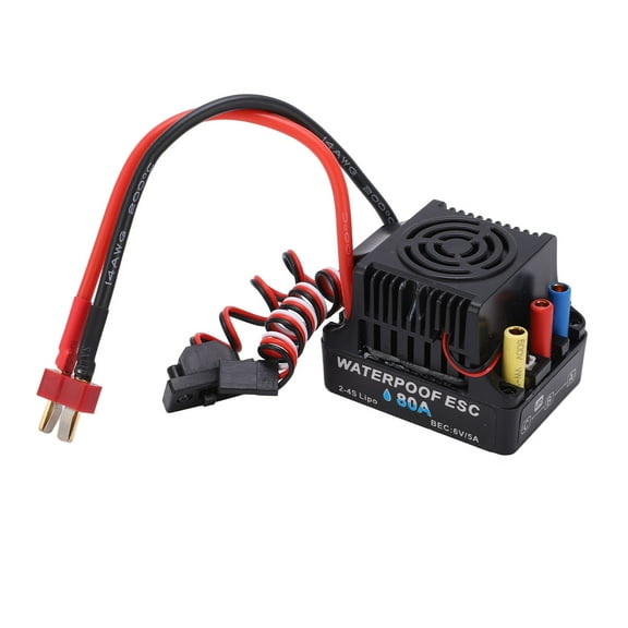 Advanced Multiple Protection Waterproof 80A Brushless ESC with T Plug, 6V 5A SBEC, for 1/8 Scale RC Cars Estrela