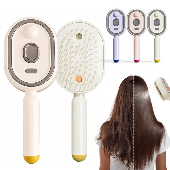Advanced Nano-Mist Scalp Soothing Electric Spray Cushion Massage Comb, Electric Spray & Massage Hair Brush, 3-in-1 Electric Mist Spray Hair Brush, Anti-Static for Frizzy Hair & Scalp Care (Beige)