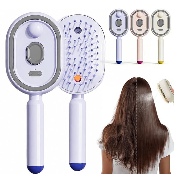 Advanced Nano-Mist Scalp Soothing Electric Spray Cushion Massage Comb, Electric Spray & Massage Hair Brush, 3-in-1 Electric Mist Spray Hair Brush, Anti-Static for Frizzy Hair & Scalp Care (Pruple)