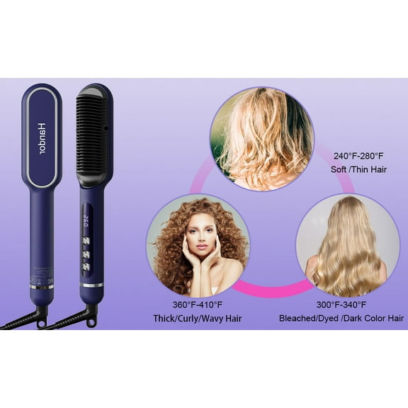 Advanced Negative Ionic Hair Straightener Brush with 9 Temp Settings LED Display