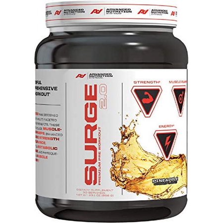 Advanced Nutrition Systems | SURGE 2.0 - Pre Workout Energy Powder; With Alkalyn, Creatine MagnaPower, Carosyn Beta Alanine, Nitric Oxide| Pineapple, 663 g, 30 servings