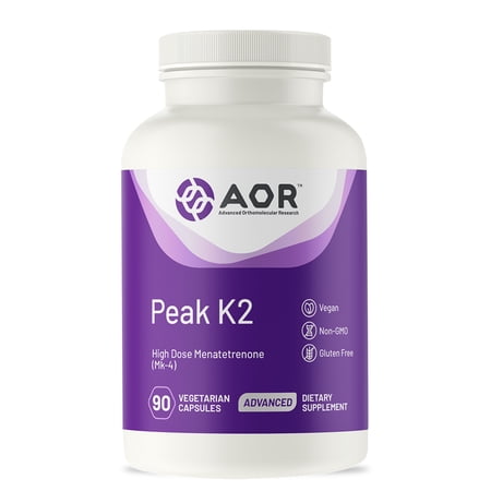 Advanced Orthomolecular Research AOR Peak K2, 15 mg, 90 Capsules