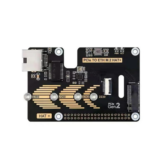 Advanced PCIe to M.2 Adapter 5Gbps for Pi5 Supports NVMe Solid Disk 2230-2280