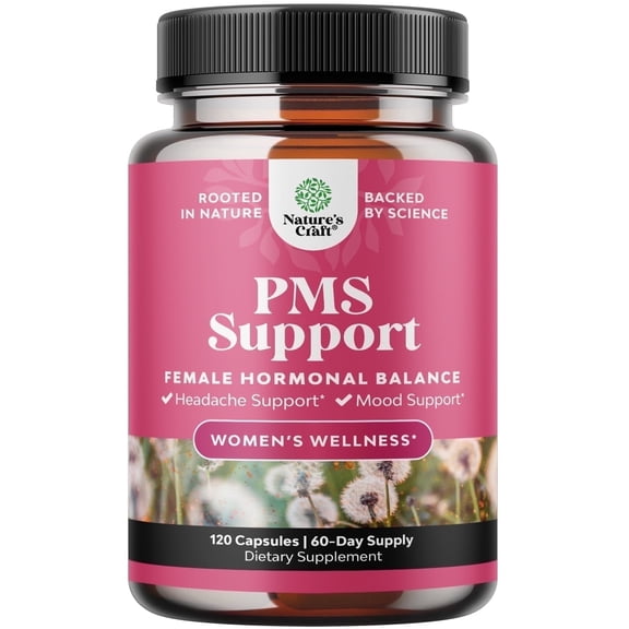 Natures Craft PMS Support Supplement, Menopause Relief and Hormone Balance for Women, 120 Capsules