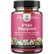 Advanced PMS Support Supplement for Women - Multi Benefit PMS Ease Complex for Low Energy Mood Support Period Cramps and Bloating Ease - Menstrual Hormonal Balance - 30ct