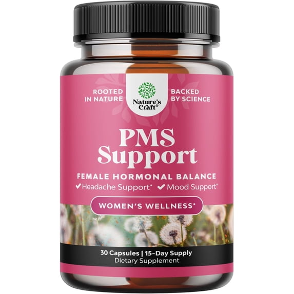 Natures Craft PMS Support Supplement, Menopause Relief and Hormone Balance for Women, 30 Capsules