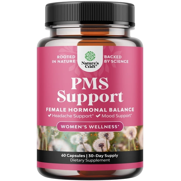 Natures Craft PMS Support Supplement, Menopause Relief and Hormone Balance for Women, 60 Capsules