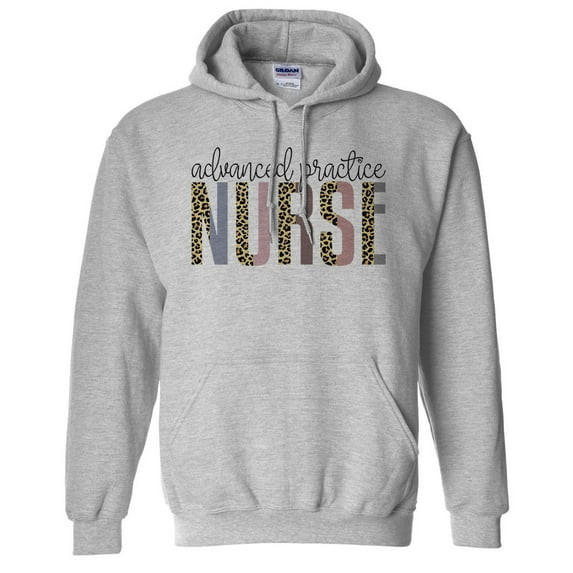 Advanced Pediatric Nurse Leopard Print Hoodie Sweatshirt Unisex 2X-Large Grey