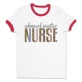 thumbnail image 1 of Advanced Pediatric Nurse Leopard Print Ringer Tee Shirt Unisex Large White/Red, 1 of 5