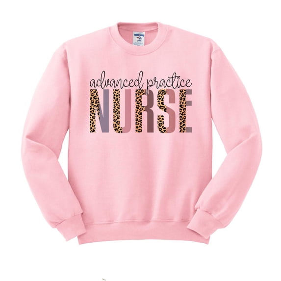 Advanced Pediatric Nurse Leopard Print Sweatshirt Unisex Small Pink