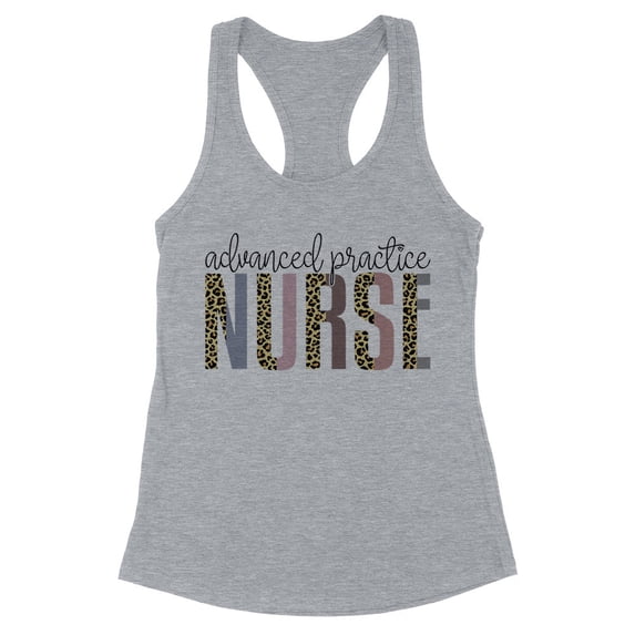 Advanced Pediatric Nurse Leopard Print Tank Top Fitted Racerback Women's Large Heather Grey