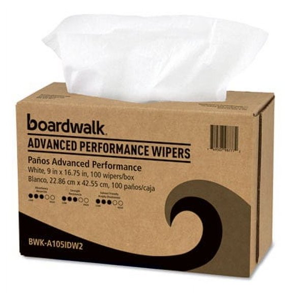 Boardwalk BWKA105IDW2 Advanced Performance Wipers, White, 9" x 16-3/4", 100 per Dispenser (Pack of 10 Dispensers) (BWKA105IDW2)