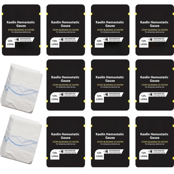 Advanced Quick Clotting Combat Gauze - Hemostatic Wound Packing for Stop The Bleed Kits, Flexible Medical Gauze for Survival Supplies, Trauma First Aid (3"x12.5')