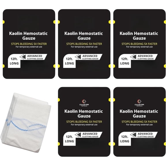 Advanced Quick Clotting Combat Gauze - Hemostatic Wound Packing for Stop The Bleed Kits, Flexible Medical Gauze for Survival Supplies, Trauma First Aid (3"x12.5')