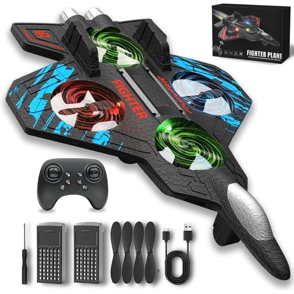 Advanced Rc Jet, Rc Stunt Fighter Jet Toy for Kids with 360° Flips & LED Lights, Christmas Remote Control Drone, Foam Remote Control Airplane Toy Gifts for Kids Adults Sky Enthusiast (Blue)