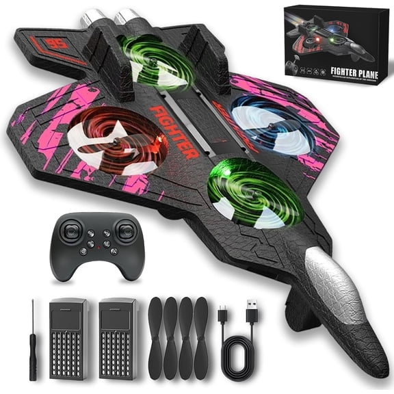 Advanced Rc Jet, Rc Stunt Fighter Jet Toy for Kids with 360° Flips & LED Lights, Christmas Remote Control Drone, Foam Remote Control Airplane Toy Gifts for Kids Adults Sky Enthusiast (Pink)