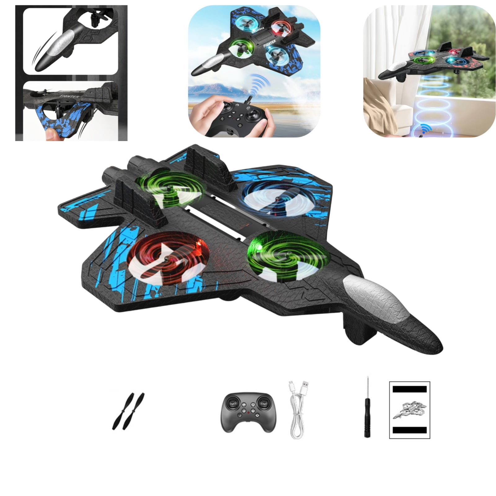 Advanced Rc Jet, Rc Stunt Fighter Jet Toy with 360° Flips & LED Lights ...