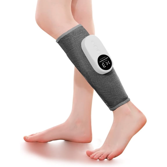 Advanced Rechargeable Leg Massager with Soothing Heat, Cordless Air Pressure Calf Wrap for Home and Office Relaxation, Adjustable Size Personal Wellness Device for Men and Women, Grey