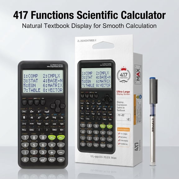 Advanced Scientific Calculator, 10+2 Digits Natural Textbook Display, 417 Functions Math Calculator with Integration & Differential, for Engineering, SAT AP, High School & College Students