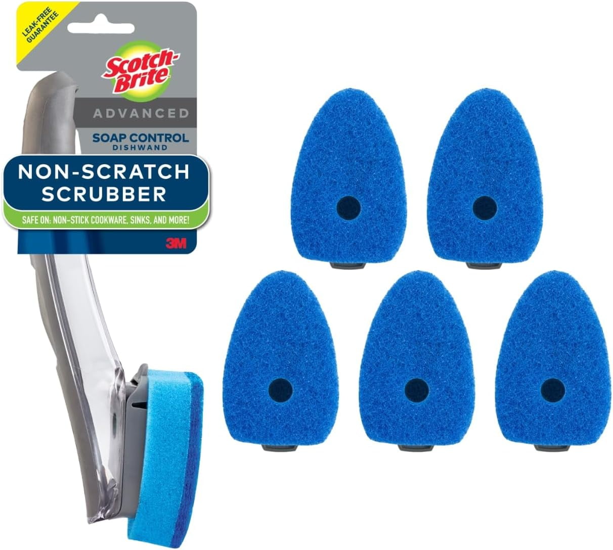 Advanced Soap Control Non-Scratch Dishwand Kit, 1 Dish Wand & 5 Sponge ...