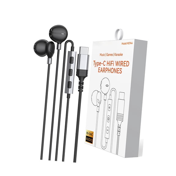 Type C Corded Earphones with Double Tone Drive Technology Bass Sound Enhances Auditory Clear and Depth