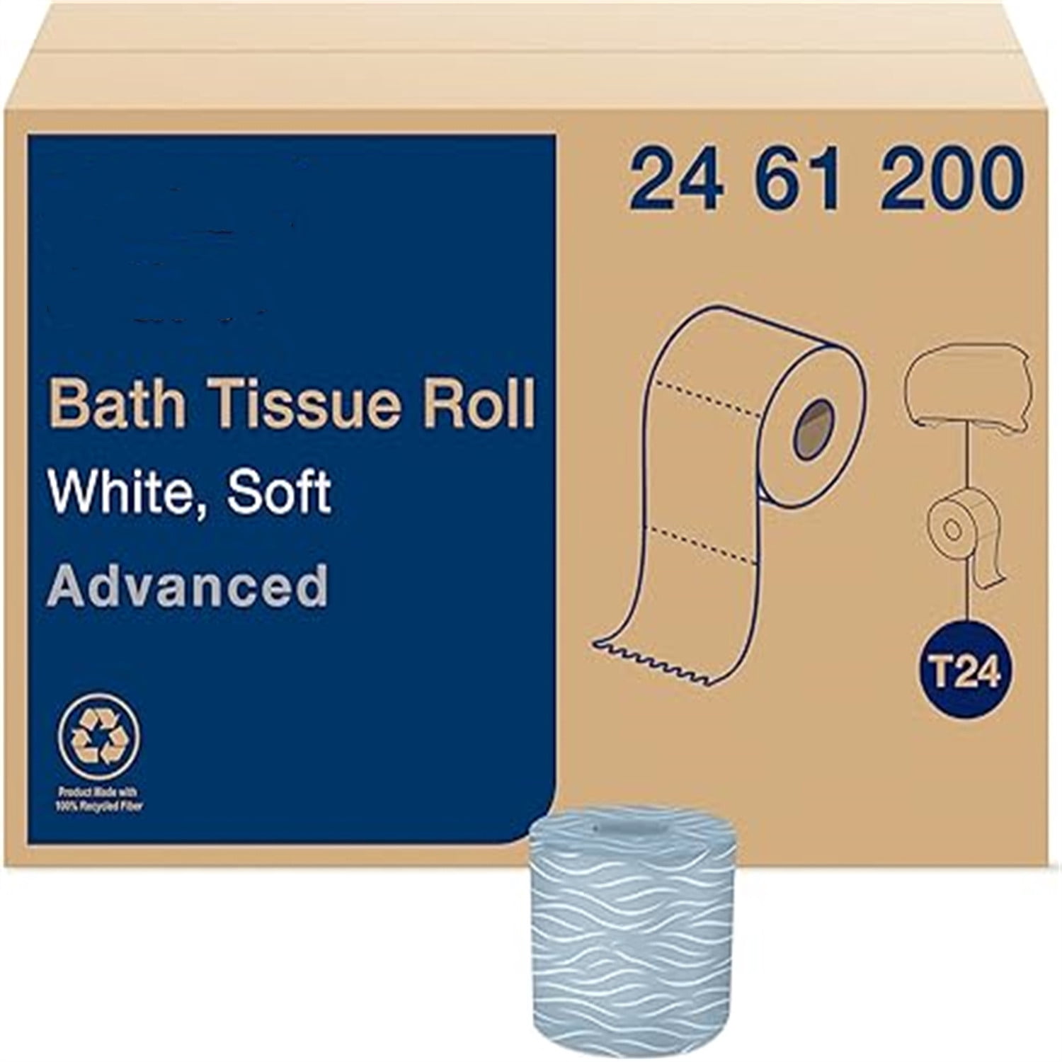 Advanced Toilet Paper Roll, White, Compatible with T24 Dispensers, 2-ply, Soft Tissue, 80 rolls x 500 sheets